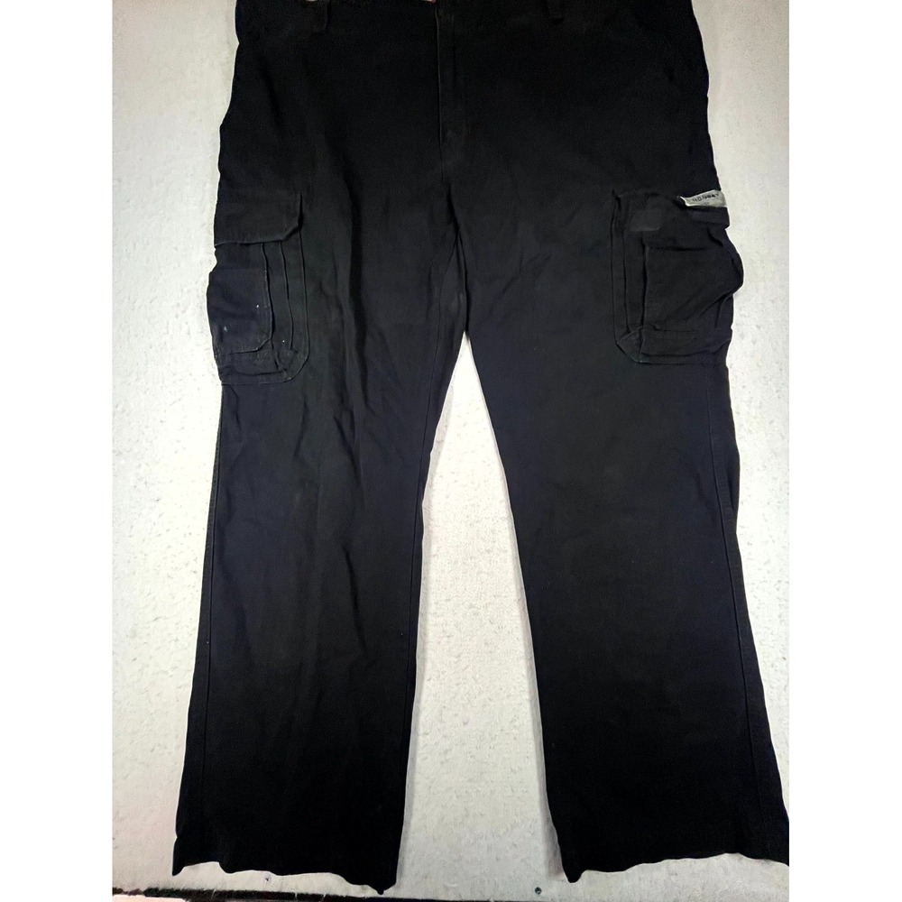 UNIONBAY Cargo Pants Mens 50x32 Black Cotton Baggy Utility Workwear Relaxed Fit